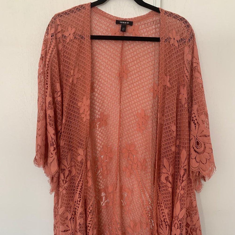 Torrid Coral Lace Kimono
